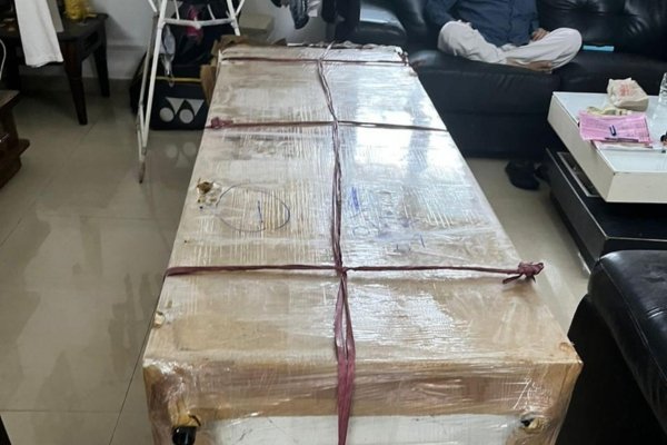 Organized office shifting process with labeled boxes